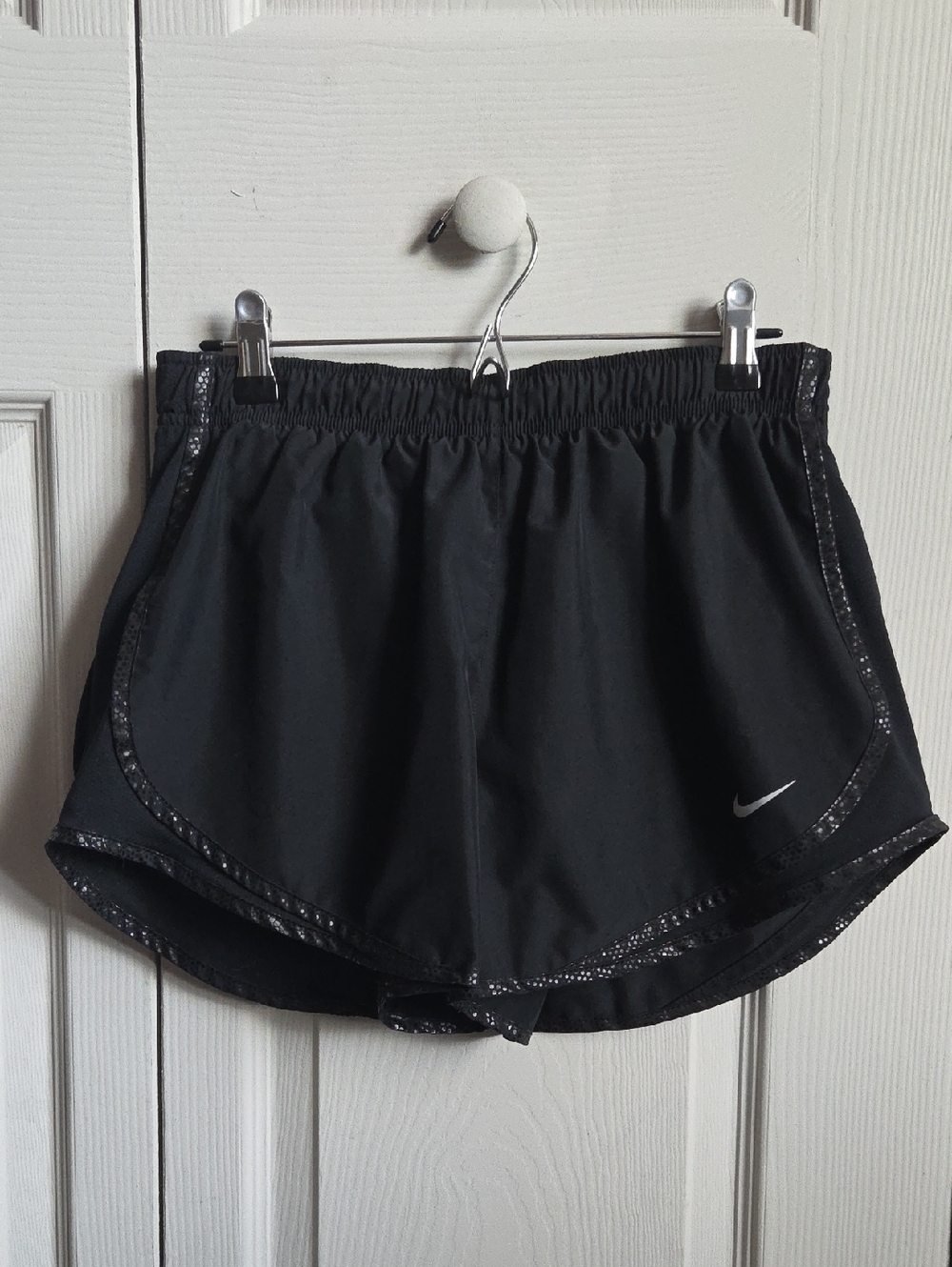 Nike Women's Black Athletic Running Shorts with Reflective Swoosh